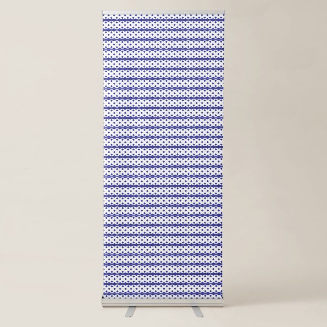A vivid blue sky with scattered white clouds. retractable banner (Front)