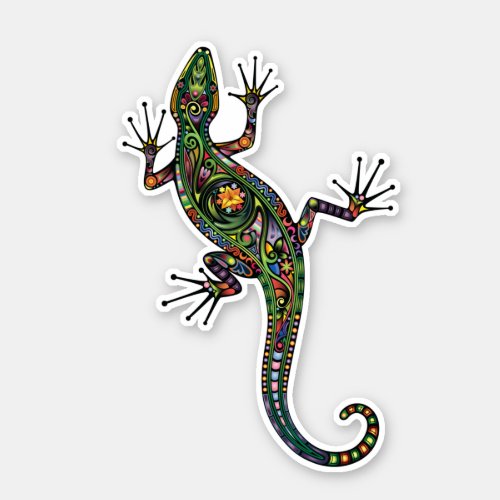A vivid colourful climbing gecko  lizard sticker