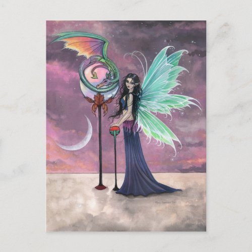 A Vivid Dream Fairy and Dragon Postcard
