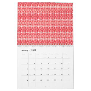 A vivid red and orange abstract design with swirli calendar