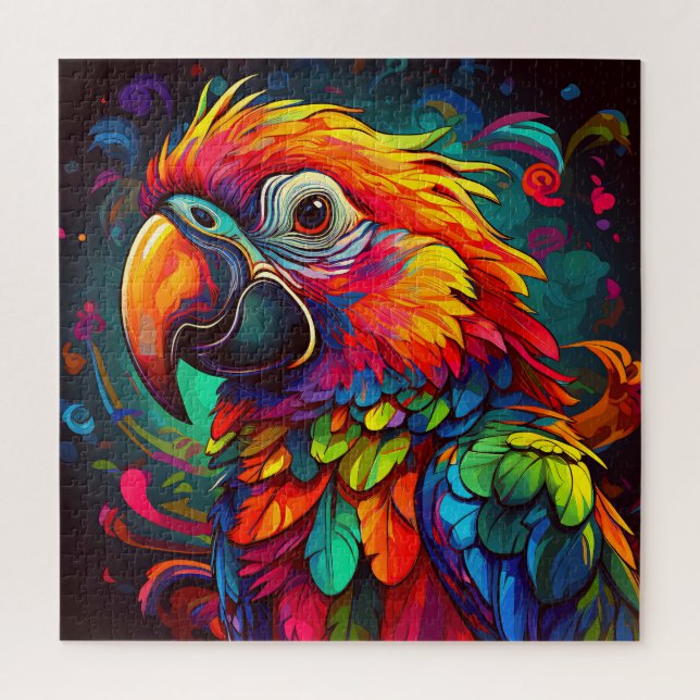 A vividly illustrated parrot jigsaw puzzle (Vertical)