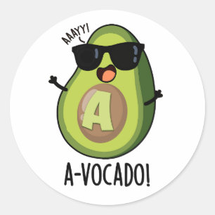 A-vocado Funny Avocado Pun Classic Round Sticker