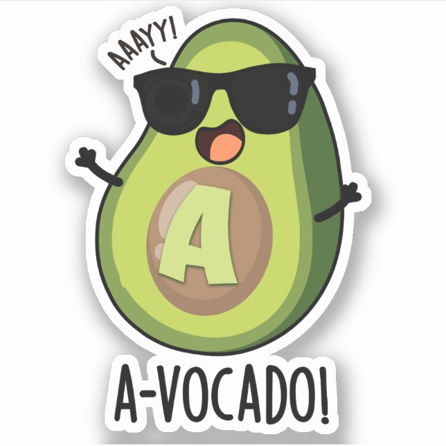 A-vocado Funny Avocado Pun  Sticker (Front)