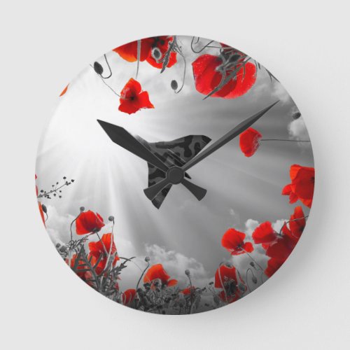 A Vulcan Poppy red Round Clock