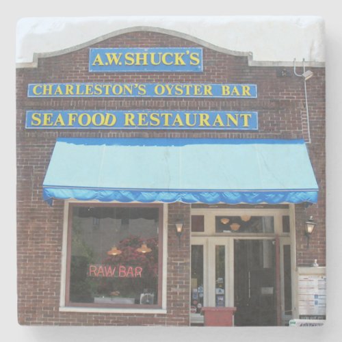 AW Shucks Oyster Bar Restaurant Charleston SC Stone Coaster