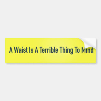 A Waist Is A Terrible Thing To Mind Bumper Sticker