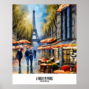 A Walk In Paris Wall Art Poster Print Vivid Colors