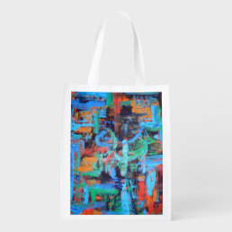 A Walk In The Forest-Abstract Wabi Sabi Art Grocery Bag