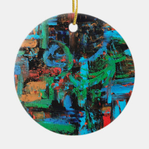 A Walk In The Forest-Rustic Hand Painted Art Ceramic Ornament