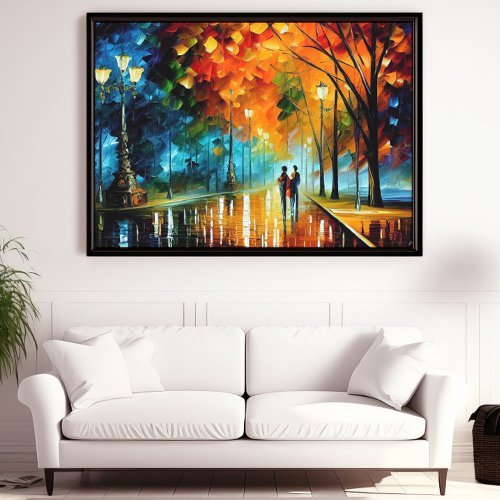 A Walk in the Park Palette Knife Oil Painting  Canvas Print