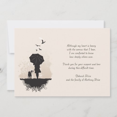 A Walk in the Rain Bereavement Thank You Note Card
