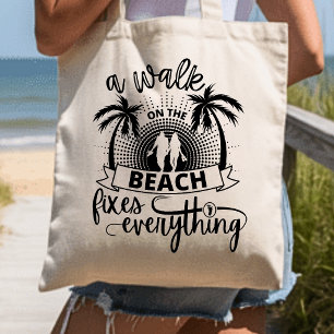 A Walk On The Beach Palm Tree Sunset Cute Coastal Tote Bag
