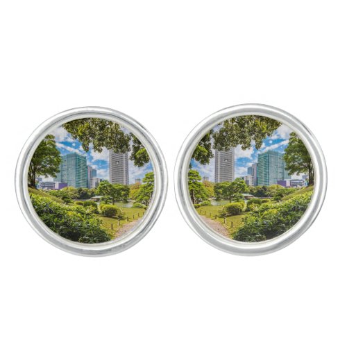 A walk through Hama Rikyu gardens Tokyo Cufflinks