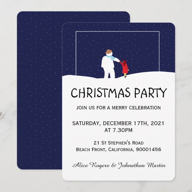 A Walk With Snowman Christmas Party Invitation (Front/Back)