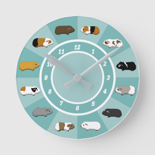 A wall clock with guinea pigs