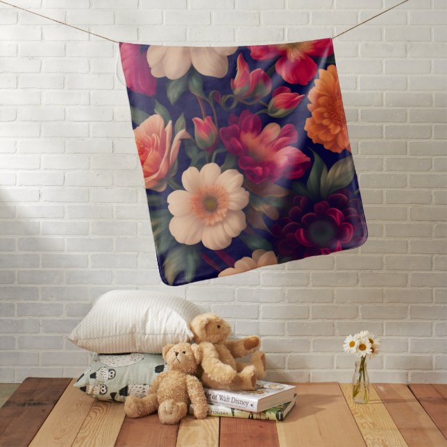 A wallpaper with a floral pattern  baby blanket (In Situ)