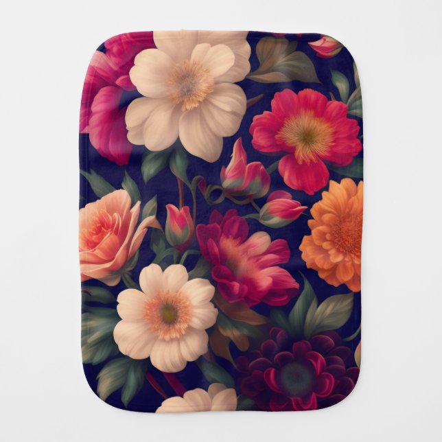 A wallpaper with a floral pattern  baby burp cloth (Front)