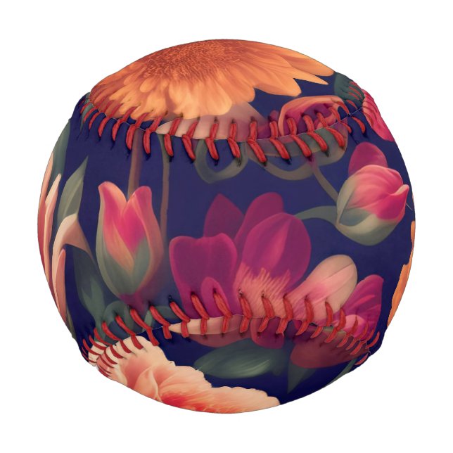 A wallpaper with a floral pattern  baseball (Front)