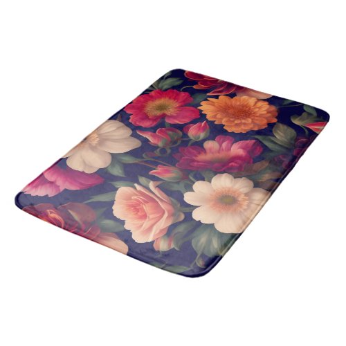A wallpaper with a floral pattern  bath mat