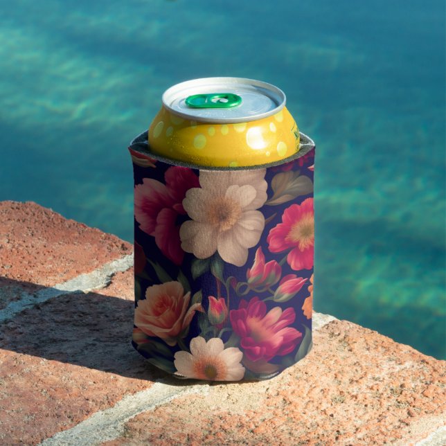 A wallpaper with a floral pattern  can cooler (In Situ Pool)