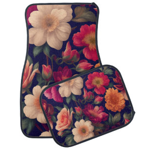 A wallpaper with a floral pattern car floor mat