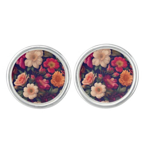 A wallpaper with a floral pattern  cufflinks