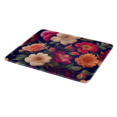 A wallpaper with a floral pattern  cutting board