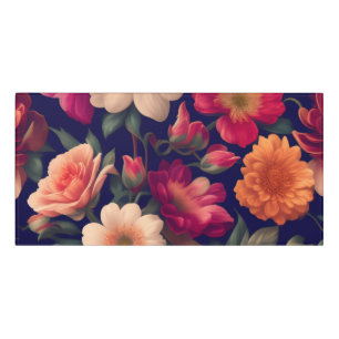 A wallpaper with a floral pattern  door sign