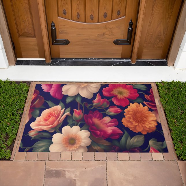 A wallpaper with a floral pattern  doormat (Outdoor)