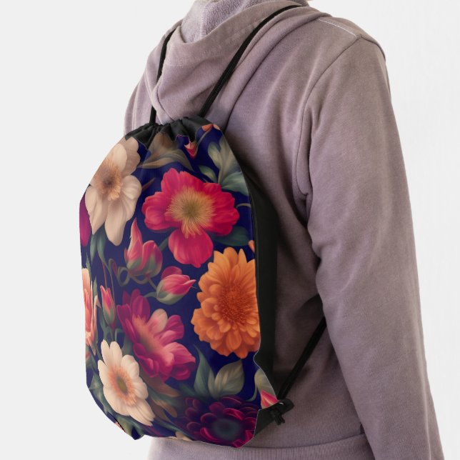 A wallpaper with a floral pattern  drawstring bag (Insitu)