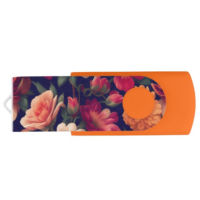 A wallpaper with a floral pattern  flash drive (Back)