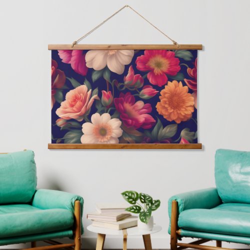 A wallpaper with a floral pattern  hanging tapestry