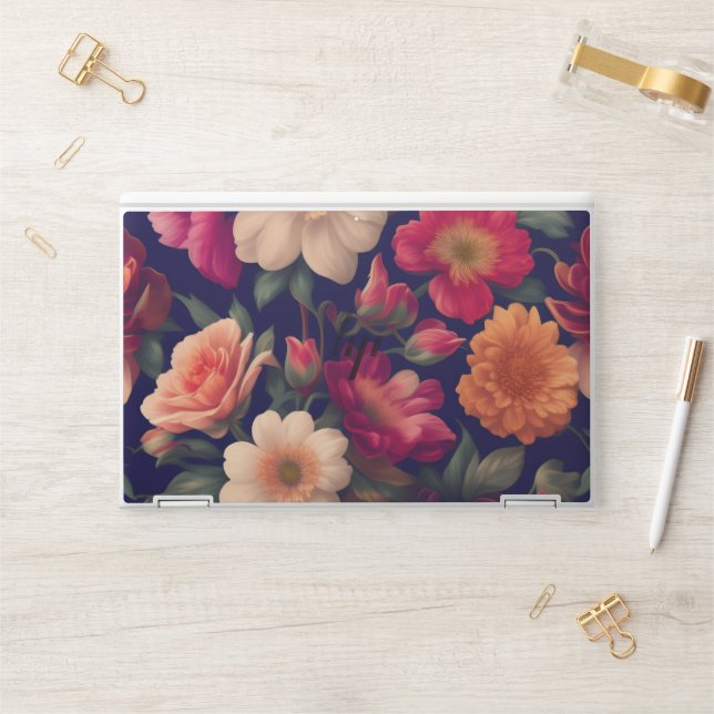 A wallpaper with a floral pattern  HP laptop skin (Desk)