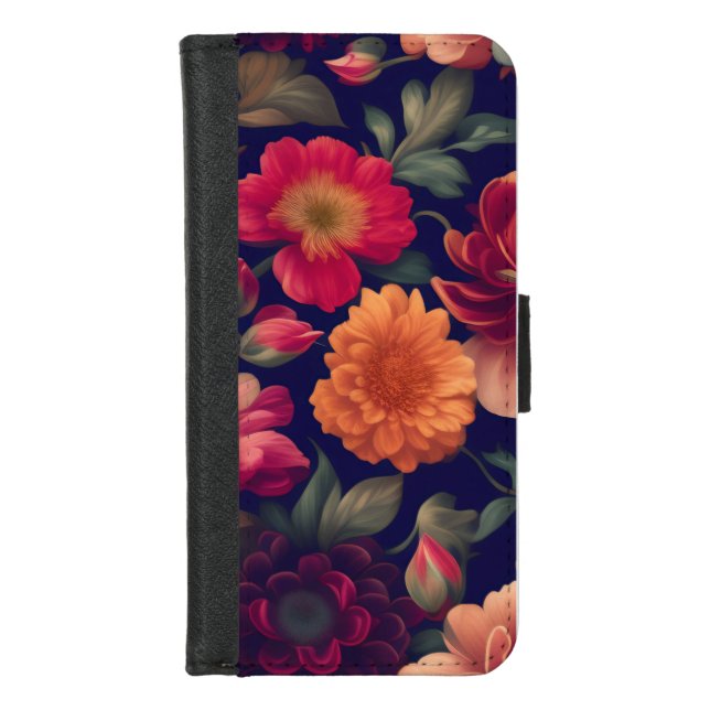 A wallpaper with a floral pattern  iPhone wallet case (Front)
