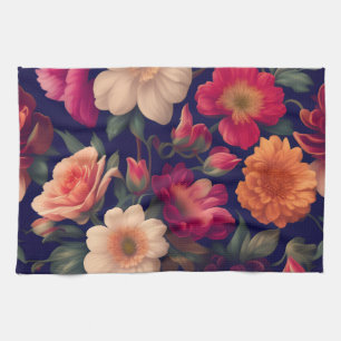 A wallpaper with a floral pattern kitchen towel