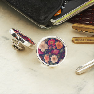 A wallpaper with a floral pattern  lapel pin