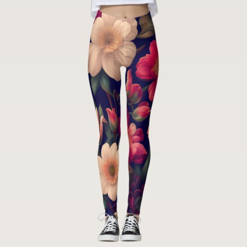 A wallpaper with a floral pattern  leggings