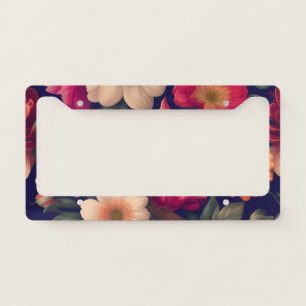 A wallpaper with a floral pattern  license plate frame