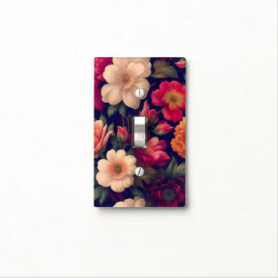 A wallpaper with a floral pattern  light switch cover