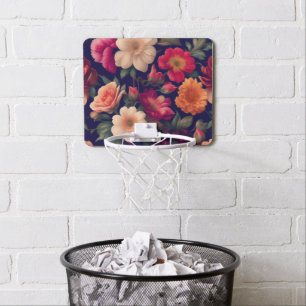 A wallpaper with a floral pattern mini basketball hoop