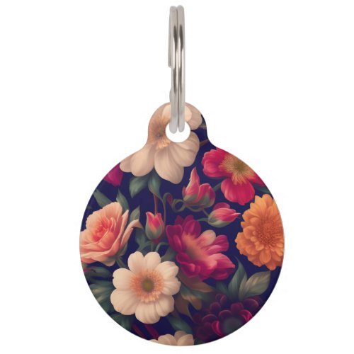 A wallpaper with a floral pattern  pet ID tag