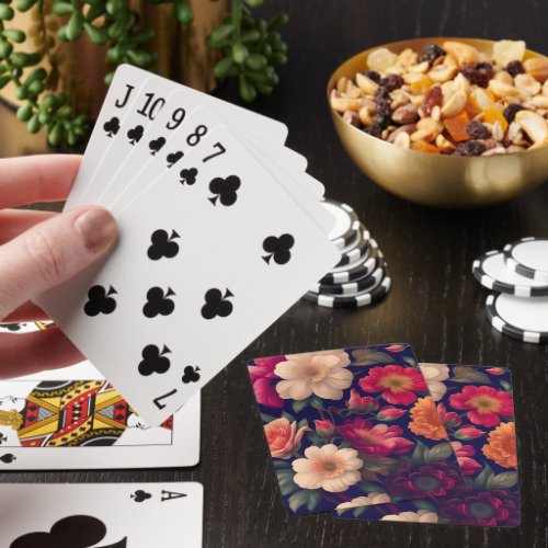 A wallpaper with a floral pattern  poker cards