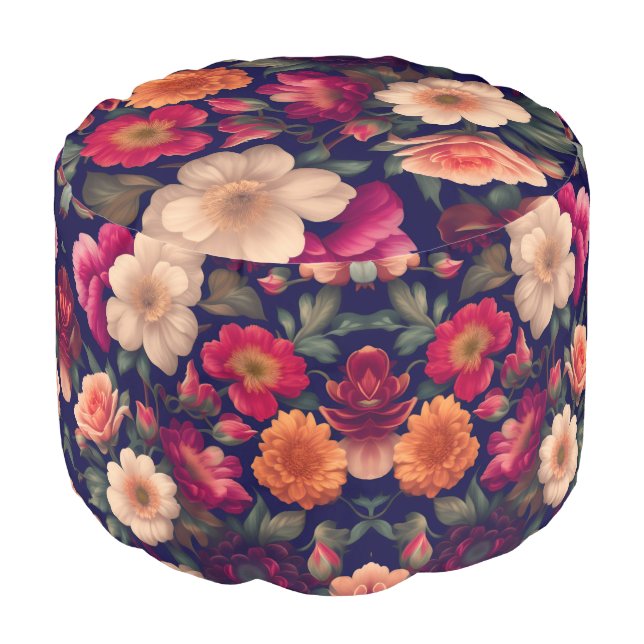 A wallpaper with a floral pattern  pouf (Angled Front)