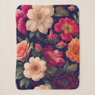 A wallpaper with a floral pattern sherpa blanket