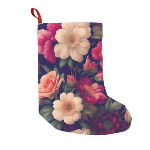 A wallpaper with a floral pattern  small christmas stocking
