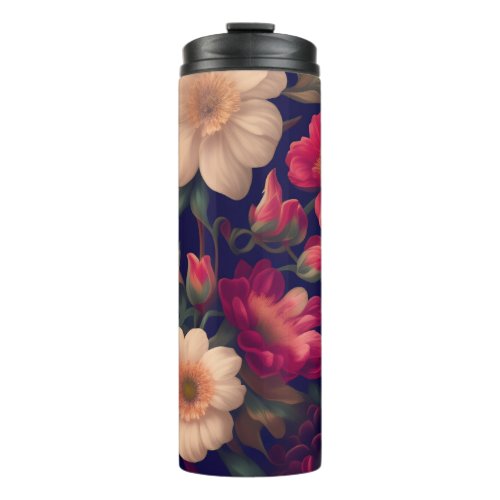 A wallpaper with a floral pattern  thermal tumbler
