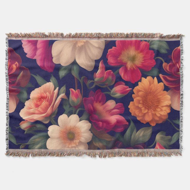 A wallpaper with a floral pattern  throw blanket (Front)