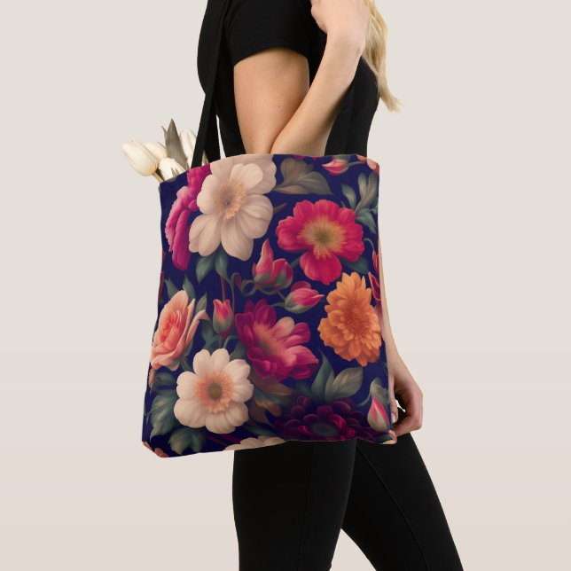 A wallpaper with a floral pattern  tote bag (Close Up)