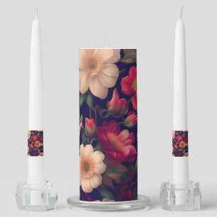 A wallpaper with a floral pattern unity candle set