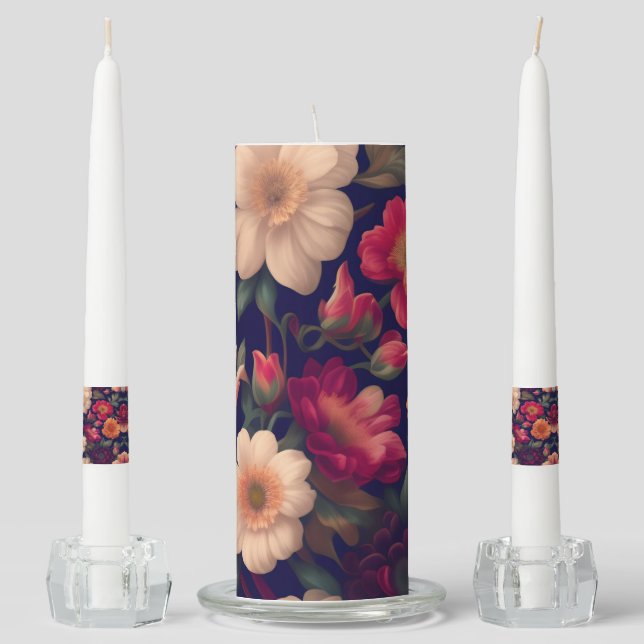 A wallpaper with a floral pattern  unity candle set (Front)